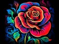 A red rose psychedelic style art.Generative AI
