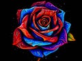 A red rose psychedelic style art.Generative AI