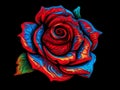 A red rose psychedelic style art.Generative AI