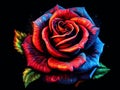 A red rose psychedelic style art.Generative AI