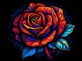 A red rose psychedelic style art.Generative AI