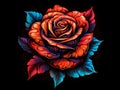 A red rose psychedelic style art.Generative AI