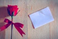 Red rose put on wooden background Royalty Free Stock Photo