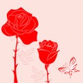 Red rose and red butterfly 2 Royalty Free Stock Photo