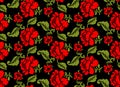 Red Rose seamless pattern. Floral texture. Russian folk ornament Royalty Free Stock Photo