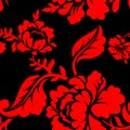 Red Rose seamless pattern. Floral texture. Russian folk ornament Royalty Free Stock Photo