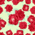 Red rose seamless pattern outline