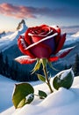 Red Rose in the Snow Royalty Free Stock Photo