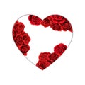 Red rose design as heart form cutoff