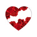 Red rose design as heart form cutoff