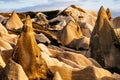 Red and Rose Valley at sunset, Goreme, Cappadocia, Turkey. Pinnacles Royalty Free Stock Photo