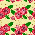 Red rose in vintage tone seamless pattern