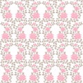 Seamless abstract bakground with pink roses on white