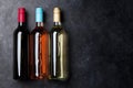 Red, rose and white wine bottles Royalty Free Stock Photo