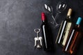 Red, rose and white wine bottles Royalty Free Stock Photo