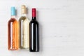 Red, rose and white wine bottles Royalty Free Stock Photo