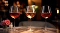 Red rose and white wine in glasses. Generative AI Royalty Free Stock Photo