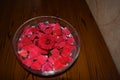 Red Rosepetals In Water filled Bowl Royalty Free Stock Photo