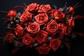 Red roses arranged in the shape of cupid arrow, valentine, dating and love proposal image Royalty Free Stock Photo