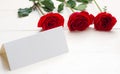 Red roses with a blank note Royalty Free Stock Photo