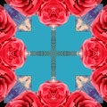 Red roses on a blue background Royalty Free Stock Photo