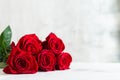 Red roses bouquet on a white background. Happy St. Valentine`s Day, Mother`s Day, Women`s Day. Floral background. Greeting card Royalty Free Stock Photo