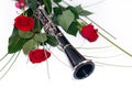 Red roses and clarinet Royalty Free Stock Photo