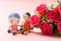 Red roses and doll Royalty Free Stock Photo