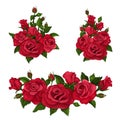 Red roses bouquets over white background