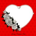 Valentine`s Day card with beautiful heart of roses