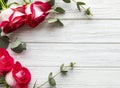 Red roses with eucalyptus Royalty Free Stock Photo