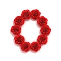 Red roses font letter O