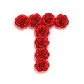 Red roses font letter T