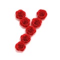 Red roses font letter Y