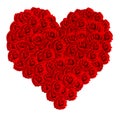 Red Roses Forming A Heart On White Background In Square Size