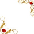 Red roses gold decorative corners