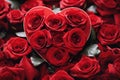 Red roses in heart shaped box on bed of roses. Perfect for romantic occasions Royalty Free Stock Photo