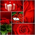 Red roses. Hearts. Valentines Day concept. Gift certificate