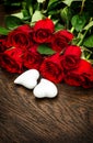 Red roses hearts Valentines Day decoration Holidays Royalty Free Stock Photo