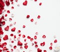 Red Roses and Hearts on White Background, Happy Valentine\'s Day, Romantic Design Concept, AI Royalty Free Stock Photo