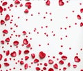 Red Roses and Hearts on White Background, Happy Valentine\'s Day, Romantic Design Concept, AI Royalty Free Stock Photo