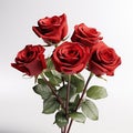 Red roses on white background . AI Generative