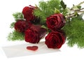 Red roses with love letter Royalty Free Stock Photo