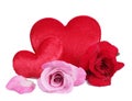 Red roses with pillow heart image Royalty Free Stock Photo