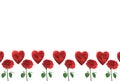 Red roses and red hearts love Royalty Free Stock Photo