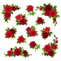 Red roses. Set of vector design elements Royalty Free Stock Photo