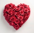 Red roses in the shape of heart on white background, Closeup Royalty Free Stock Photo
