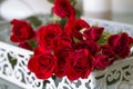 Red roses on table