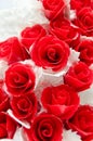 Red roses on wedding cake Royalty Free Stock Photo