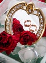 red roses with wedding rings suitable as a wedding